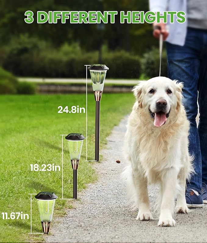 BITPOTT 4 Pack Solar Pathway Lights Waterproof IP65, 2-in-1 Warm&Cool Solar Lights Outdoor, Bright Solar Light Outside Pathway, Auto On/Off Outdoor Light for Yard Walkway Driveway Landscape