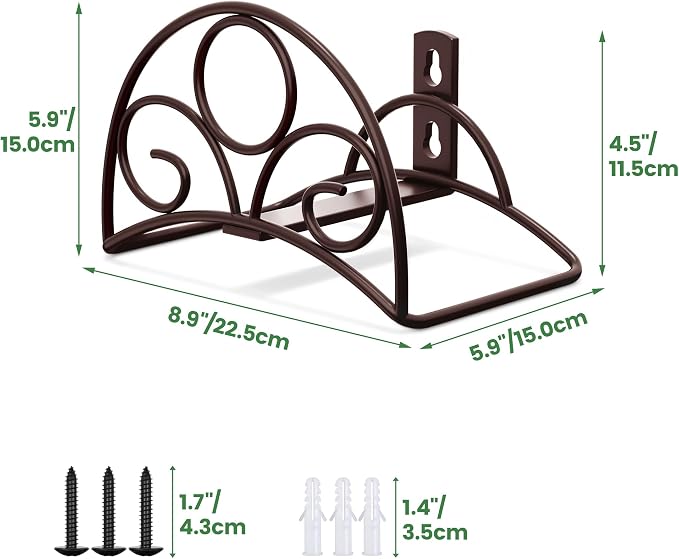 Metal Garden Hose Holder - Wall Mounted Water Hose Holder - Hose Hanger Heavy Duty for Water Hose Extension Cords Vacuum Hose bronze