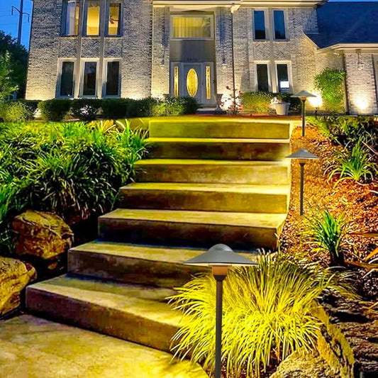 Arrownine Cast Aluminum Low Voltage Outdoor Pathway Light Walkway Landscape Path Lights Included Ground Spike,Wire Connectors Free Replaceable 3 Watts G4 LED Bulb Warm White 2-Pack Bronze Finish