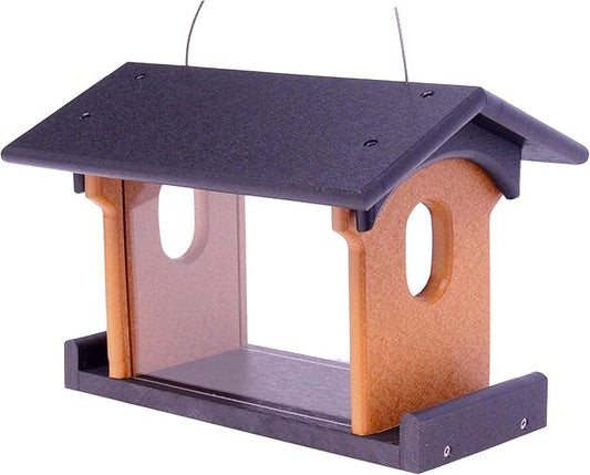 AmishToyBox.com Bluebird Feeder - Poly Lumber - Hanging Blue Bird Feeder for Mealworms (Black and Cedar)