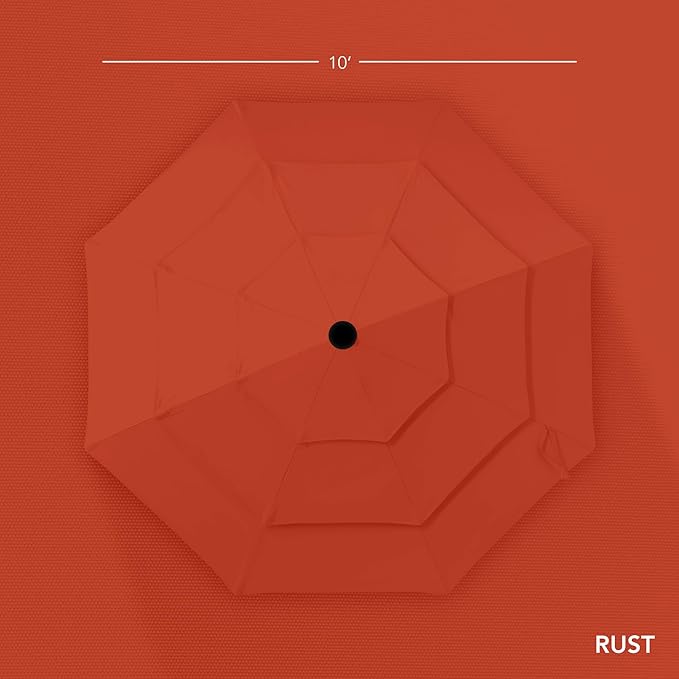 Best Choice Products 10ft 3-Tier Market Patio Umbrella, Outdoor Sun Shade with Tilt, Crank Lift, 8 Ribs for Backyard, Deck, Poolside – Rust