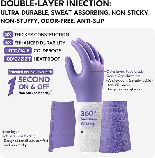 Vgo... Extra Long Gardening Gloves,Double-layer,Waterproof,Slip-Resistant,Chemical-Resistant Glove for Gardening,Outdoor Work(TP1117)
