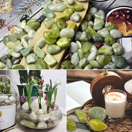 YISZM 40lbs Jade River Rocks for Landscaping, 2-3 Inch Natural Pebbles for Indoor Plants, High Polished Decorative Stones Garden Outdoor and Indoor DIY Vase Filler Fish Tank Aquariums