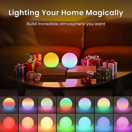 LOFTEK LED Ball Light, Multi-Color Rechargeable Night Lights, 3-inch RGB Globe Mood Lighting, Waterproof Ambient Lighting Lamp for Home Bedroom Patio Pool Decorative Lighting, Birthday Gift,4 Pack