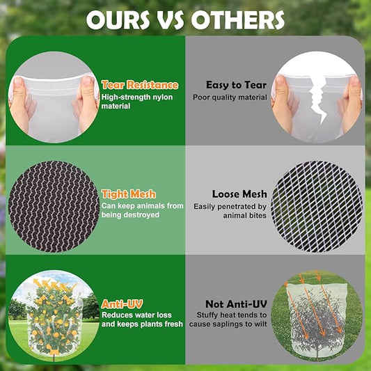 Mckanti 8 Pack Bird Netting for Blueberry Bushes, 3.2×5.2Ft Tree Netting Barrier Plant Cover Bags with Drawstring, Blueberry Bush Netting Cover for Garden to Protect Blueberry Fruit Flower Plants