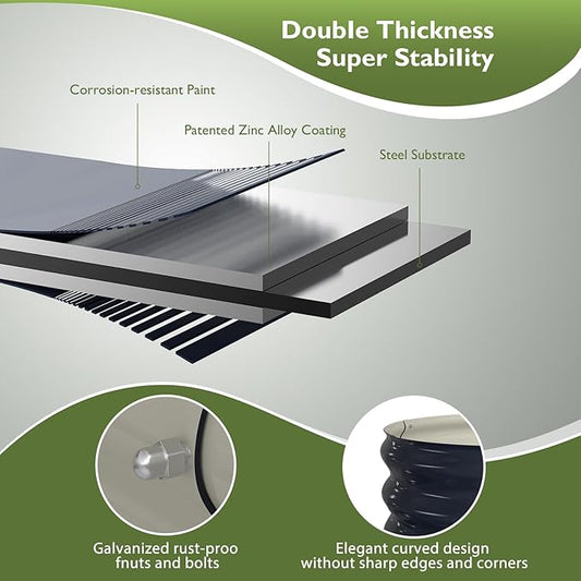 Winpull Raised Garden Bed Kit, 8x2x1 ft Galvanized Planter Box Outdoor, Oval Large Metal Raised Beds for Gardening Vegetables Flower Herb (Navy Blue)