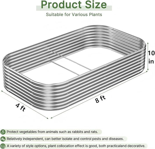 3 PCS 8x4ft Galvanized Raised Garden Bed Outdoor, Metal Garden Bed for Vegetables, Above Ground Garden Box for Flower, Steel Raised Beds for Gardening