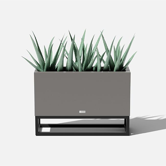 Veradek Block Series Raised Long Box Planter for Patio & Garden | Durable All-Weather Use with Aluminum Stand | Modern Décor for Herbs, Flowers