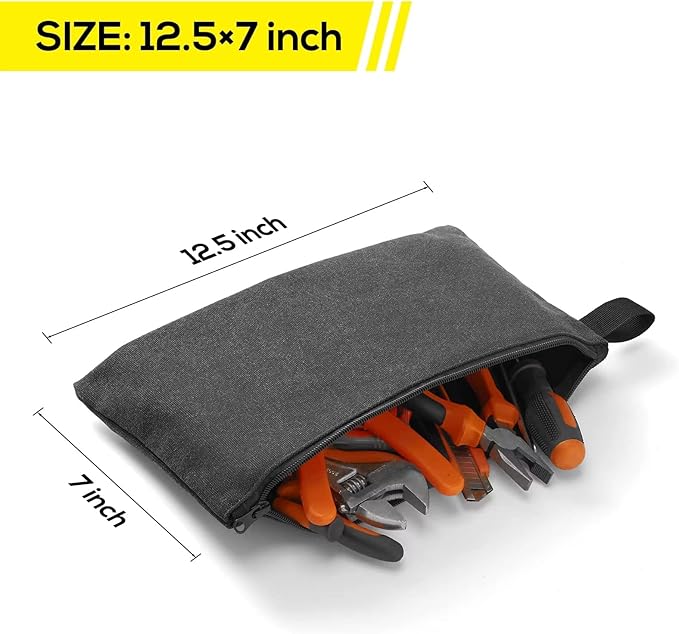 8 Pack Canvas Tool Pouch with Zipper,Upgrade 16 oz Heavy Duty Small Tool Bag,Multipurpose Organizer Utility Tool Bag,for Tools,Office Supplies,Cosmetics,Stationary