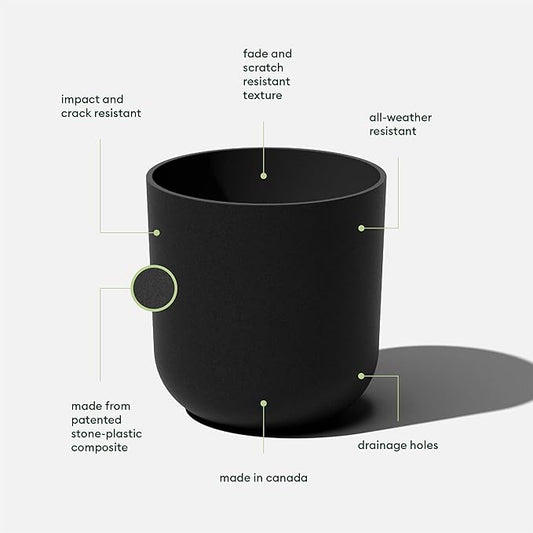 Veradek Mason Series Lima Planter - Round Planter for Indoor or Outdoor Porch/Garden | Made from Plastic-Stone Composite with Drainage Holes | Modern Décor for Succulents, Flowers, Small Plants