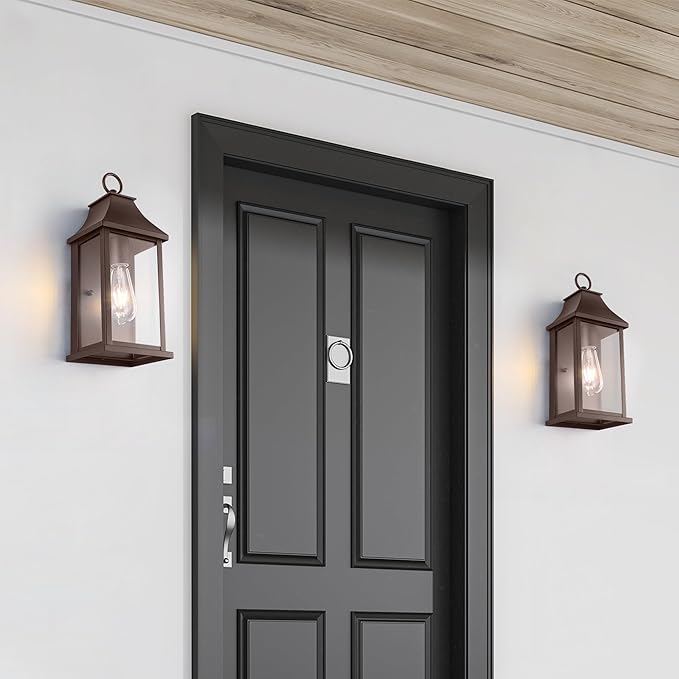 Dusk to Dawn Outdoor Wall Lights, Oil Rubbed Bronze Outdoor Light Fixtures, 15" Exterior Wall Sconce Lights, Waterproof Outside Lantern Lamp for Porch, Front Door, Garage