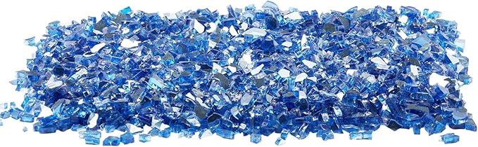 VEVOR Fire Glass, 10LBS / 4.5KG High-Temperature Resistant Fireplace Rocks, 1/4-Inch / 6.35 mm Reflective & Smokeless Firepit Glass Rock, High Luster Stone Landscaping for Fire Pit Table, Cobalt Blue