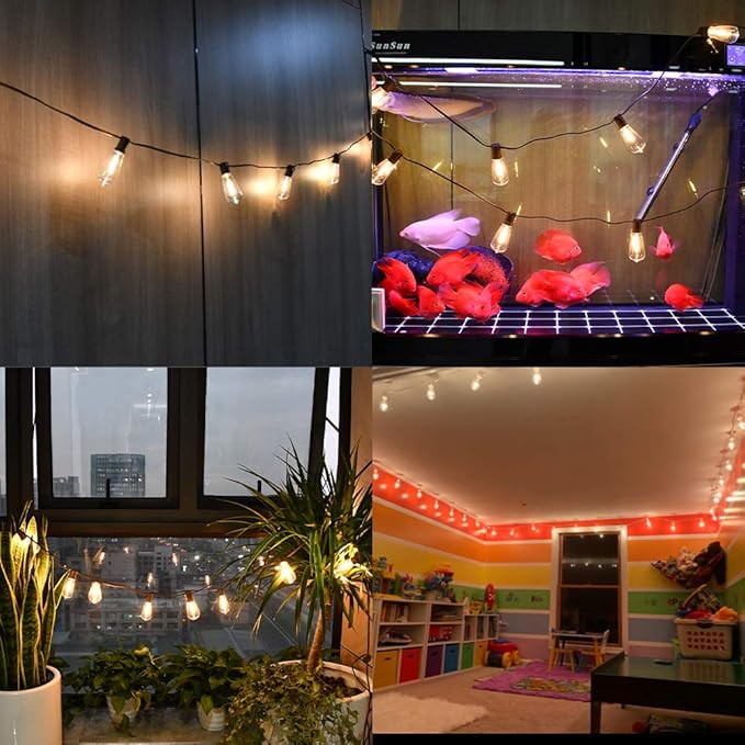 ST40 20Ft LED Outdoor String Lights with 22 Edison Shatterproof Bulbs, C9/E17 Screw Base, Waterproof Commercial Grade Patio Lights UL Listed for Outside Backyard Garden Bistro Porch Decor-Brown