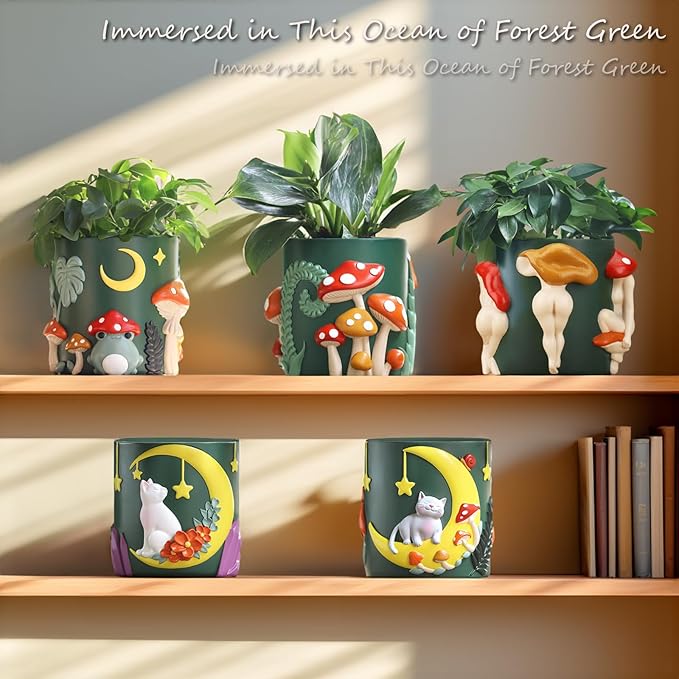 GUGUGO Mushroom Female Body Planters, Quirky Unique Cute Plant Pots and Funny Boho Eclectic Home Decor, Mushroom Butt Flower Pots, Indoor Succulent Planter, Modern Aesthetic for Decorating, Purple