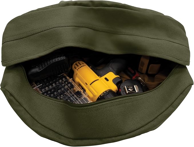 Rothco Canvas Tanker Style Tool Bag - Heavy-Duty Multipurpose Gear Carrier for Mechanics, Plumbers, Electricians, Athletes, Olive Drab