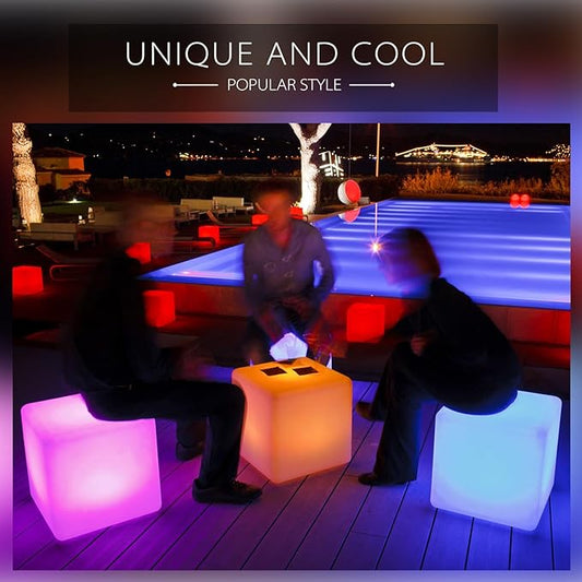 Mr.Go 10-inch LED Ball Light and 16-inch LED Cube Light Bundle, Rechargeable, Remote Control, Dimmable 16 RGB Colors 4 Modes, Waterproof, Great as Night Light Mood Lamp Ambient Lighting Decorations