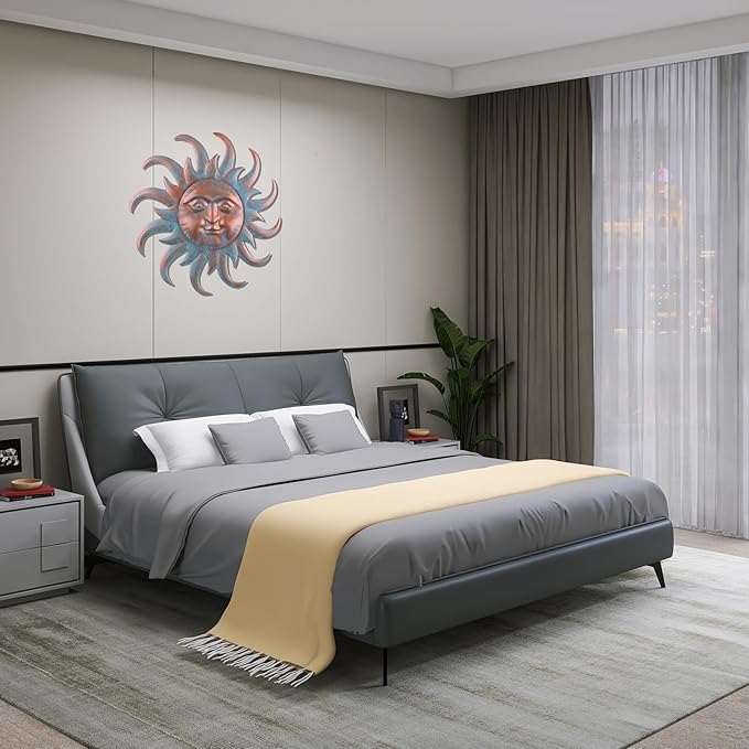 VZVXCC Sun Metal Wall Art Outdoor Decor - Cute Sun Face Metal Wall Sculpture Statues Wall Art Hanging Decoration for Indoor Outdoor,Garden, Home, Farmhouse, Fence Balcony Patio and Bedroom