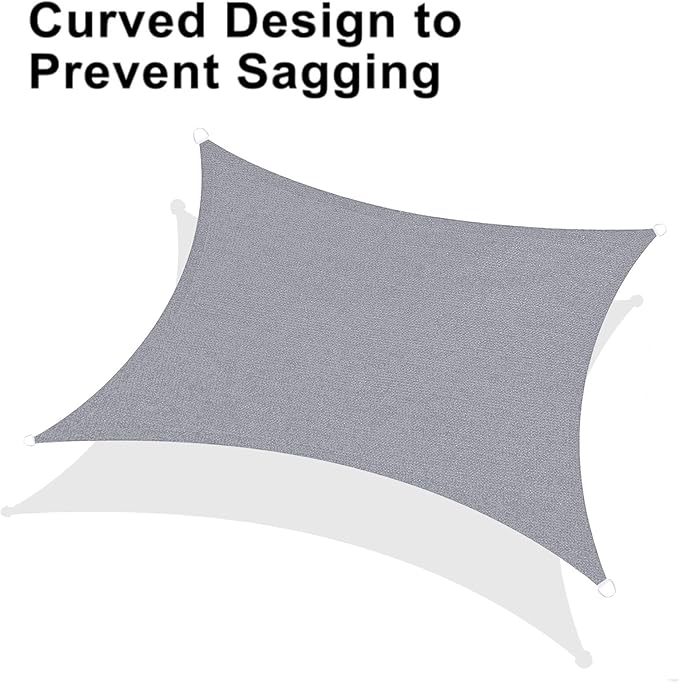 LOVE STORY Custom Size 15' x 21' Silver Grey Rectangle Sun Shade Sail Canopy Patio Sail Fabric Cloth Cover UV Block (We Make Custom Size)