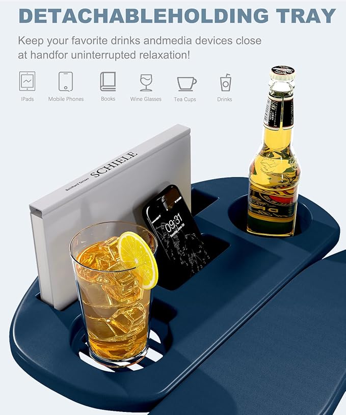 Adirondack Chair Set of 8, HDPE Folding Adirondack Chair with Multifunctional Cup Holder, Weather Resistant Fire Pit Chair for porches, patios, poolsides, Decks.