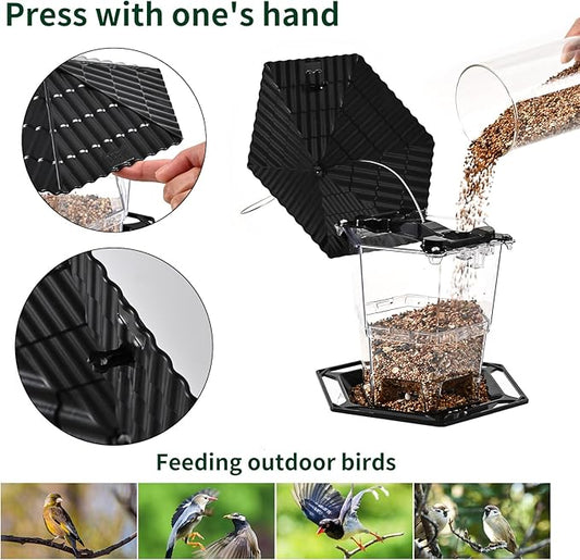 Jealoeur Bird Feeders for Outdoors Hanging Birds Feeder Wild Birds Seed, Black 2 Pack B