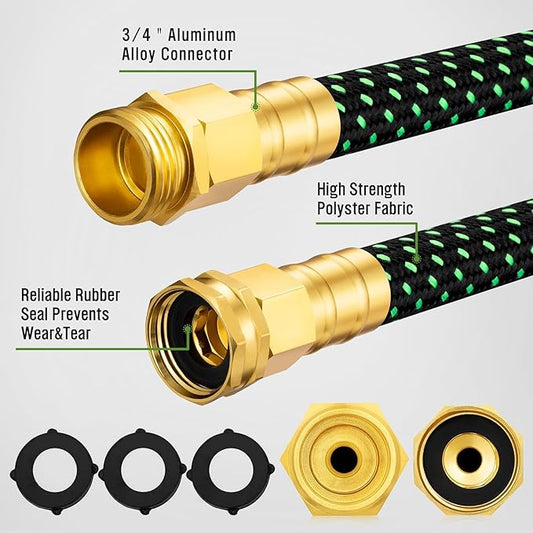 HBife 150ft Garden Hose, Non Expandable Garden Hose with 10 Function Sprayer Nozzle, Flexible Lightweight Water Hose for Yard, Lawn, Car Wash and Outdoor