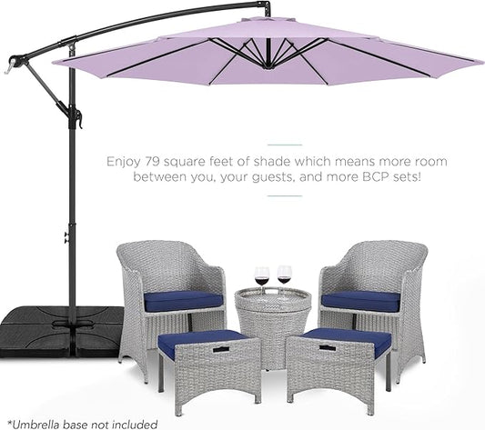 Best Choice Products 10ft Offset Hanging Market Patio Umbrella w/Easy Tilt Adjustment, Polyester Shade, 8 Ribs for Backyard, Poolside, Lawn and Garden