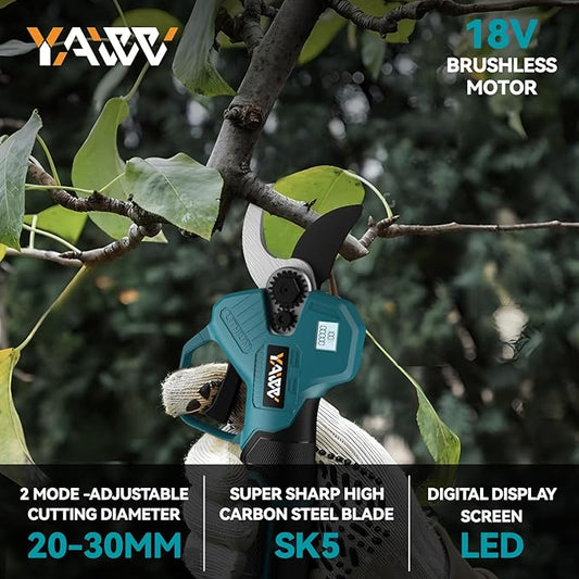 Brushless Electric Pruning Shears for Makita 18V Battery, Portable Cordless Pruning Shears with LCD Display&SK5 Blades, Adjustable Cutting Diameter 0.8-1.2 Inch for Gardening Tree Pruning(NO Battery)