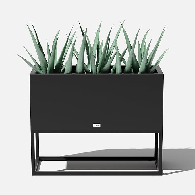 Veradek Block Series Raised Long Box Planter for Patio & Garden | Durable All-Weather Use with Aluminum Stand | Modern Décor for Herbs, Flowers