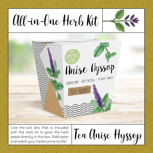 Homemade Herb Kit – All-in-One Anise Hyssop – Indoor Garden Planter - Grow Your own Tea Herbs – Live Seeds Ready to Plant – Pleasantly Scented