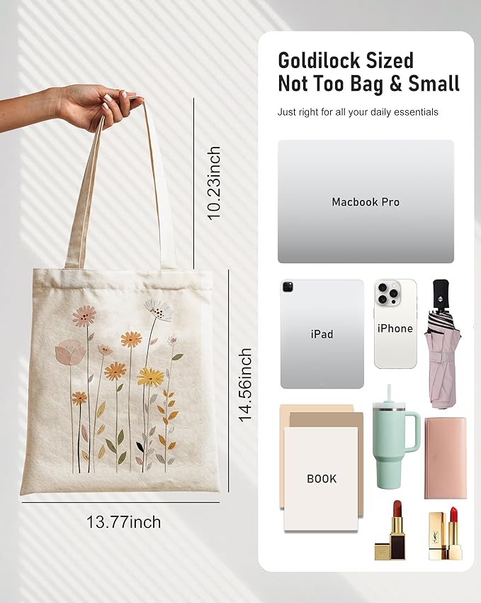 Canvas Tote Bag with Aesthetic Prints, Cute Tote Bag for Women Girls with Wide Strap, Gifts for Cat Book Lovers