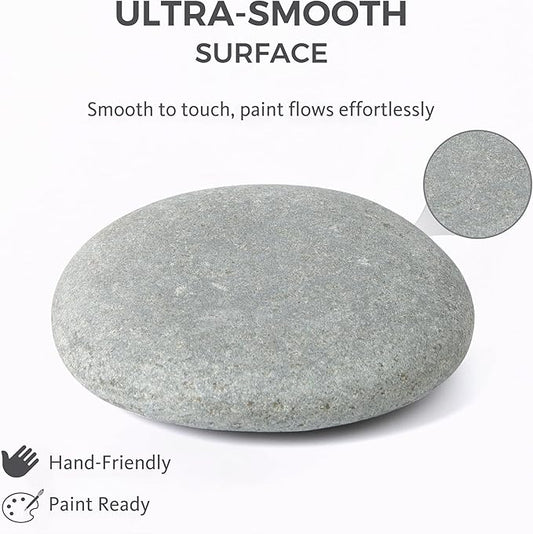 ROCART 6 PCS Extra Large 4.15-5.30" Smooth Natural River Rocks for Painting, Flat Painting Rocks & Craft Stones for Arts, DIY Projects & Creative Studios