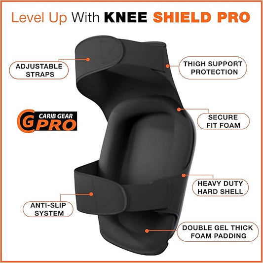 CARIB GEAR PRO Men's Professional Construction Knee Pad for Work - Heavy Duty Pad, Extra Thick Gel & Foam Cushion for Gardening Flooring & Cleaning Non-slip Waterproof Material - One Size - Black