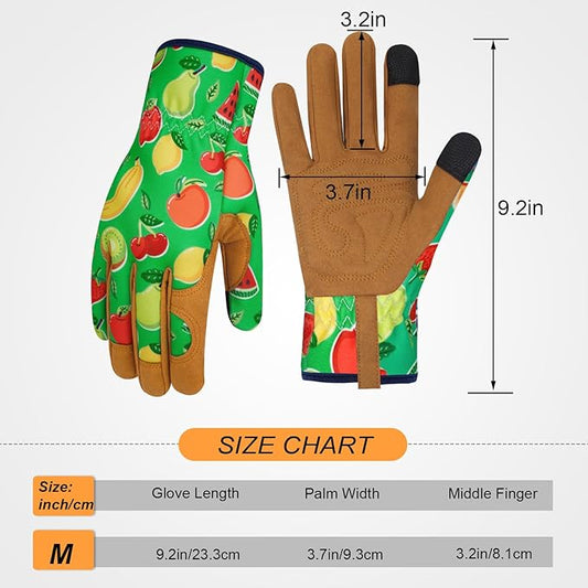 Leather Gardening Gloves for Women Thorn Proof Garden Gloves Touch Screen Working Gloves Gifts,M
