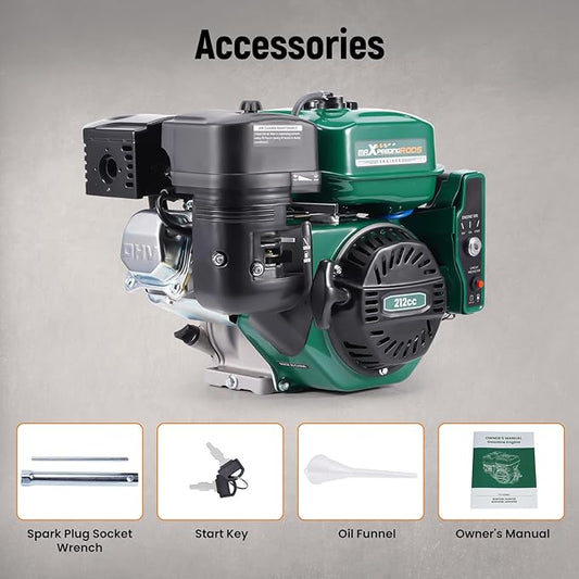 maXpeedingrods 7HP 212cc Gas Engine, Electric Start 4 Stroke OHV Horizontal Shaft Gasoline Engine, Shaft 3/4" (19mm) Diameter, Shaft 3/16" Keyway for Go-Karts Log Splitters Lawn Mowers