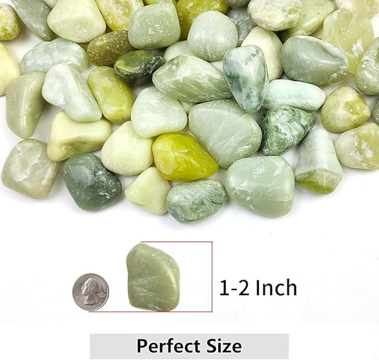 YISZM 10lbs Jade River Rocks, 1-2 Inch Natural Pebbles for Indoor Plants, High Polished Decorative Stones Vase Filler Fish Tank Aquariums Landscaping Garden Outdoor and Indoor DIY