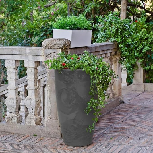 27.6" Tall Planter | Eco-Friendly, Durable, Lightweight | Indoor/Outdoor Use, All-Weather, Contemporary Design by Brazilian Artisans - Black