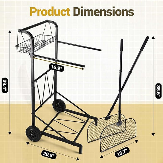 CAROD Leaves Grabber Rake with Leaf Bag Cart Combo, Lightweight Metal Leaf Grabber with Long Handle, Convenient Trash Bag Cart Holds 30-45 Gallon Trash Bags for Leaves Weeding Camping Party