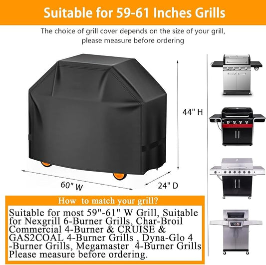 Aoretic Grill Cover, 60 inch BBQ Gas Grill Cover for Outdoor Grills, Charbroil Covers Barbecue Waterproof, Anti-UV for Weber Char-Broil Monument, Dyna-glo Nexgrill