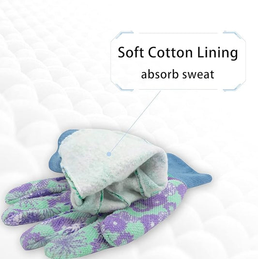 HANDLANDY 4 Pairs Women Garden Gloves, Cotton Ladies Soft Jersey Gardening Gloves with PVC Dots, Floral Yard Work Gloves