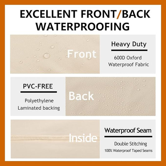 Curved Patio Furniture Cover for Outdoor Sectional Sofa, 190"(128") Reinforced Waterproof 600D Patio Sectional Couch Cover, Half Moon Lawn Outside Garden Furniture Winter Protective Cover