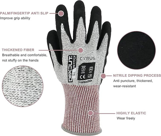 CYRUS Nitrile Gardening Gloves for Women&Men, Thorn-Proof Garden Gloves,Work for Yard Garden, Weeding, Digging, Pruning