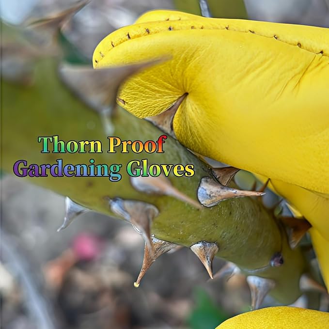 Womens/Mens Gardening Gloves for Rose and Cactus Handling,Cow Leather Garden Gloves Women/Men Thorn Proof