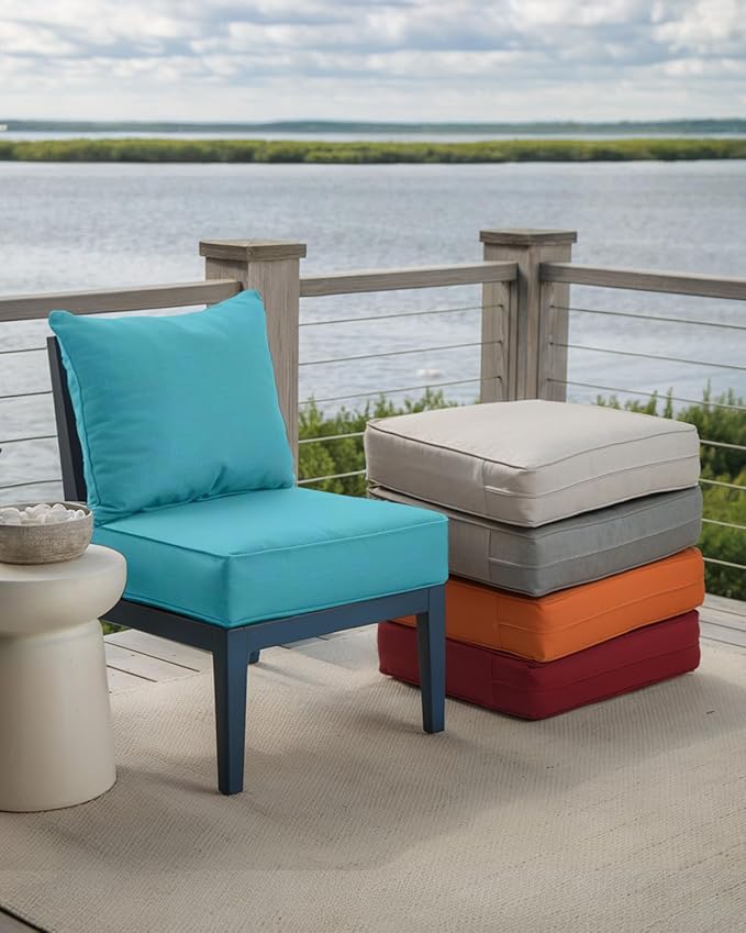 Luxury 24x24x6 Inch Outdoor Deep Seat Cushions Set of 6 - Comfortable Patio Zipper Chair Cushion for Outside Wicker Dining Rocking Gilider Loveseat Couch Sectional Sofa - Turquoise