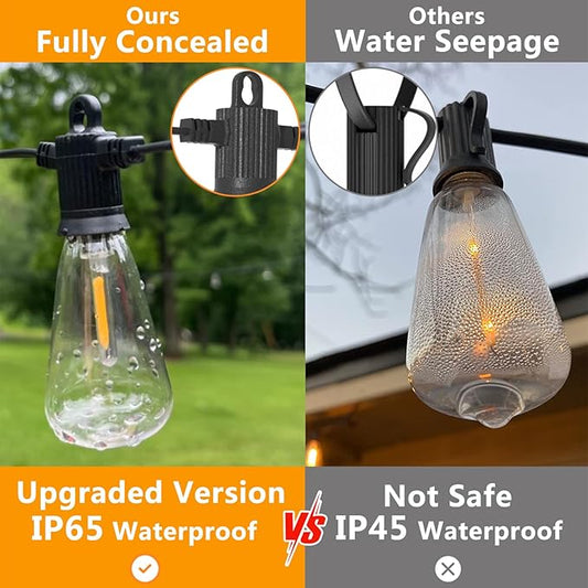 ZOTOYI Outdoor String Lights 150 FT, Waterproof IP65 Outdoor Lights for Patio with 76 Edison ST38 LED Bulbs(3 Spare), Plastic LED String Lights for Outside, Bistro, Cafe, Backyard, Garden 2700K