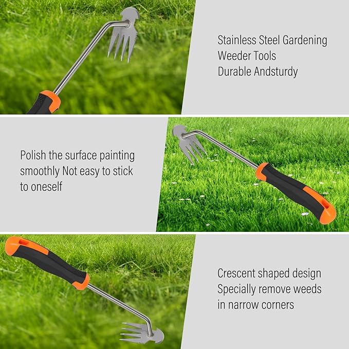 Weed Remover Tool,Portable Garden Weeder Tool,New Gardening Weeding Tools,for Garden Hand Tools for Vegetable Gardening Backyard Farm Planting & Uprooting Weeding Tool (Rubber Handle)