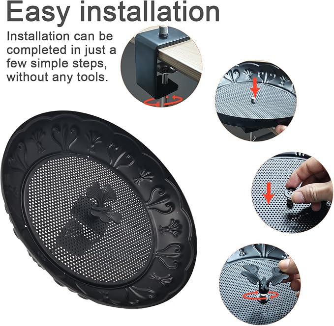 Deck Railing Bird Feeder Tray,Metal 11" Platform Bird Feeders Mesh Seed Tray for Outside/Balcony (Black-2 Pack)
