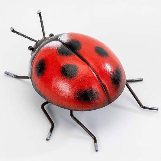 Bits and Pieces - Garden Ladybug - 5-1/2" x 6" - Metal Sculpture - Indoor or Outdoor Decor - Wall Art - Gift for Gardener