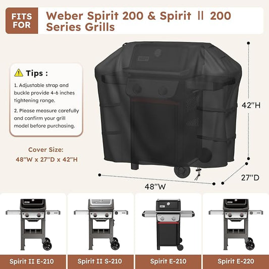 MR. COVER Grill Cover 48 Inch for Weber Spirit 200 Series, 600D BBQ Cover for Weber Grill Cover- Outdoor Covers Waterproof Heavy Duty for Weber Spirit II 200 Series, Spirit 200, Spirit II E210