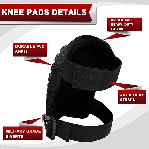 Professional Knee Pads for Work Construction with Heavy Duty Cap Foam Padding Gel Cushion Knee Pads for Men, Comfortable Adjustable Strong Strap, Military Grade Rivet for Flooring Gardening, Yellow