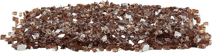VEVOR Fire Glass, 10 LBS / 4.5 KG High-Temperature Resistant Fireplace Rocks, 1/4-Inch / 6.35 mm Reflective & Smokeless Firepit Glass Rock, High Luster Stone Landscaping for Fire Pit Table, Copper